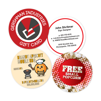 Custom Plastic 2.375" x 2.375" Circle Cards