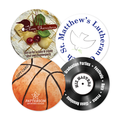 Custom Plastic 2" x 2" Circle Cards
