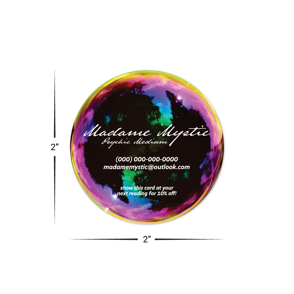 Custom Plastic 2" x 2" Circle Cards