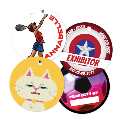 Custom Plastic 3" x 3" Round Tags with Large Hole