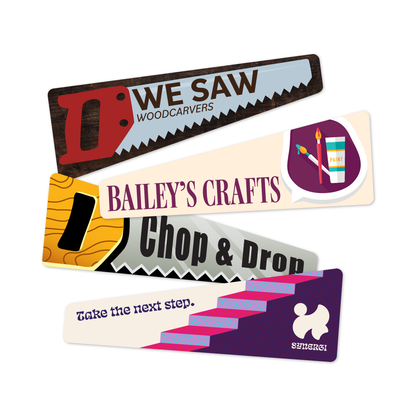 Custom Plastic 3.425" x 1.17" Angled Card
