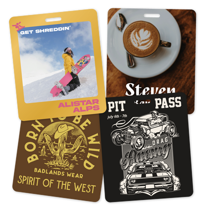 Custom Plastic 3.375" x 4" Rounded Rectangle Badges