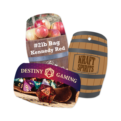 Custom Plastic 4" x 2.5" Barrel Shape Tags