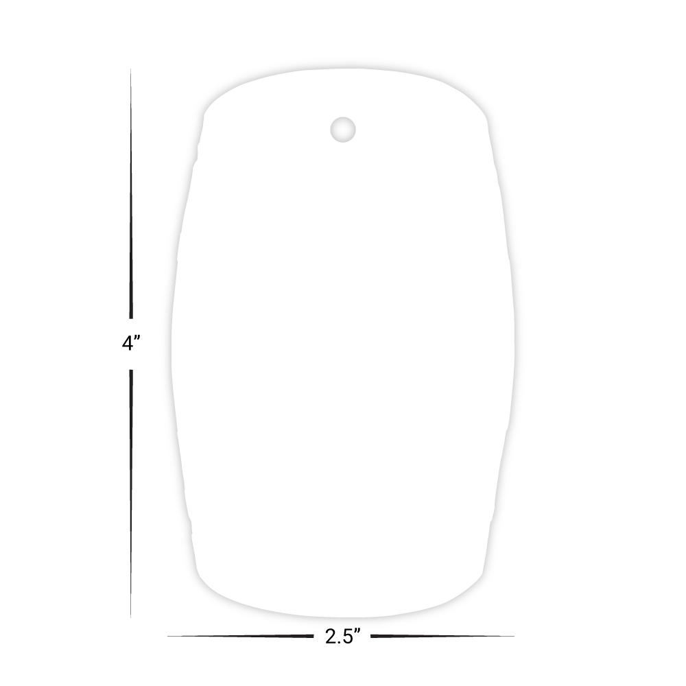 Custom Plastic 4" x 2.5" Barrel Shape Tags
