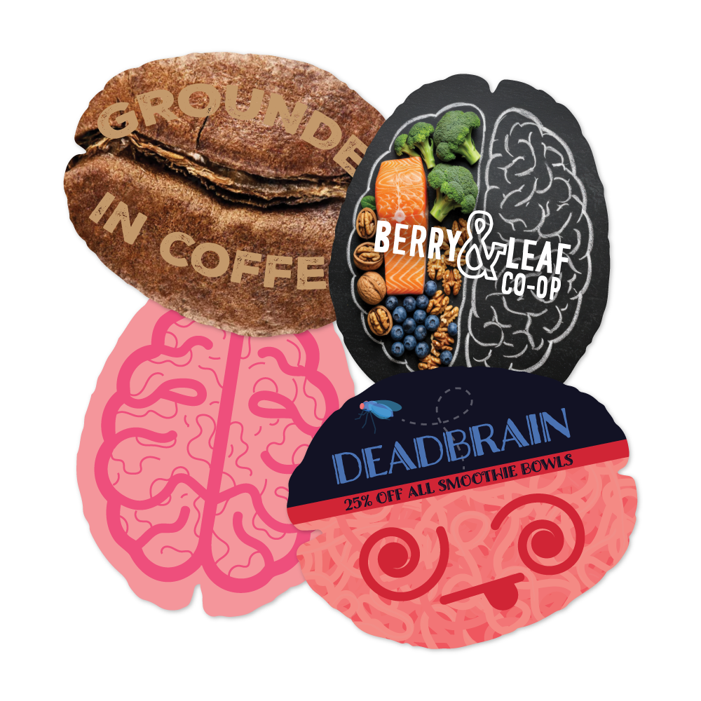 Custom Plastic 2.1" x 2.6" Brain Shape Cards