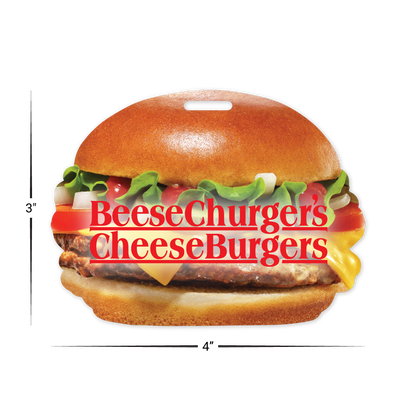 Custom Plastic 3" x 4" Burger Shape Badge/Tags