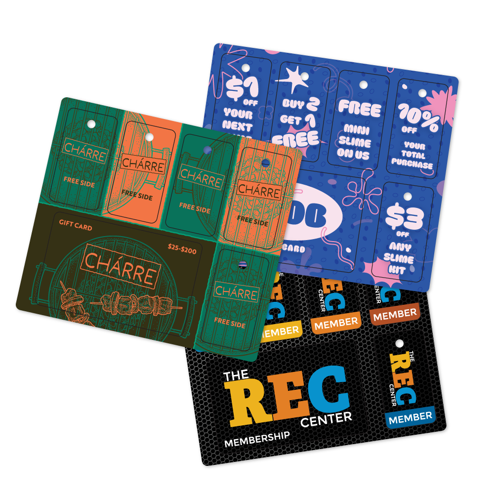 Custom Plastic 5 Punch-Out Key Tag and 1 Card Combo