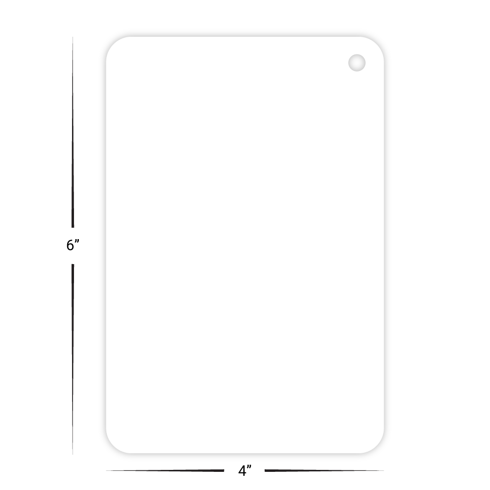 Custom Plastic 4" x 6" Rounded Tags with Hole