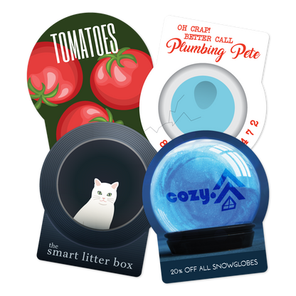 Custom Plastic 3" x 3.5" Snow Globe Shape Cards