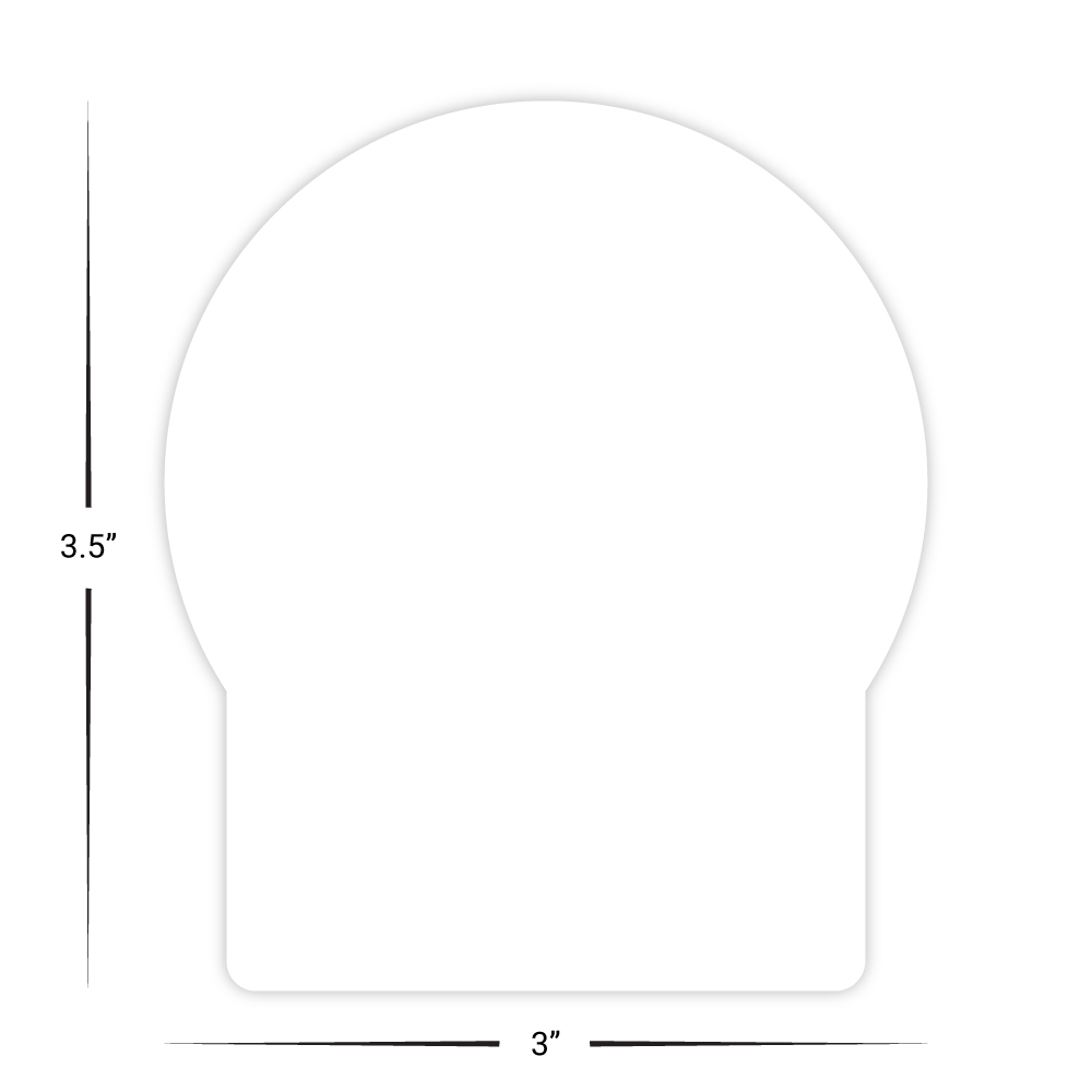 Custom Plastic 3" x 3.5" Snow Globe Shape Cards