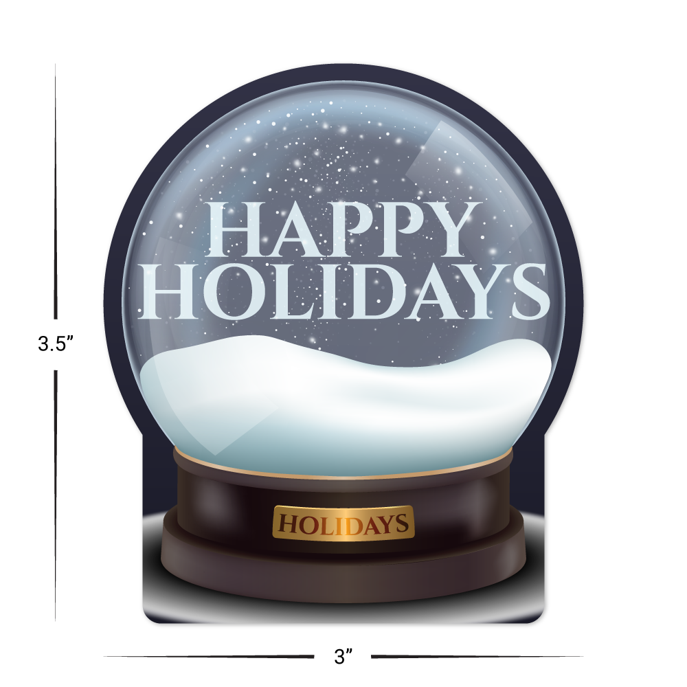 Custom Plastic 3" x 3.5" Snow Globe Shape Cards