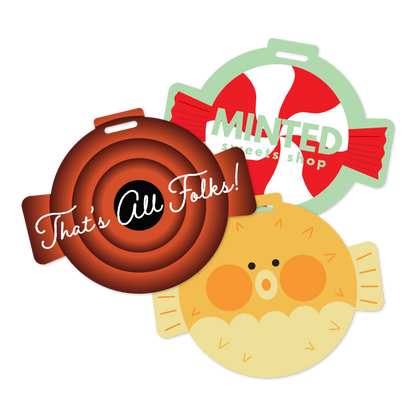 Custom Plastic 4.003" x 3.203" Circle Badges with Center Banner