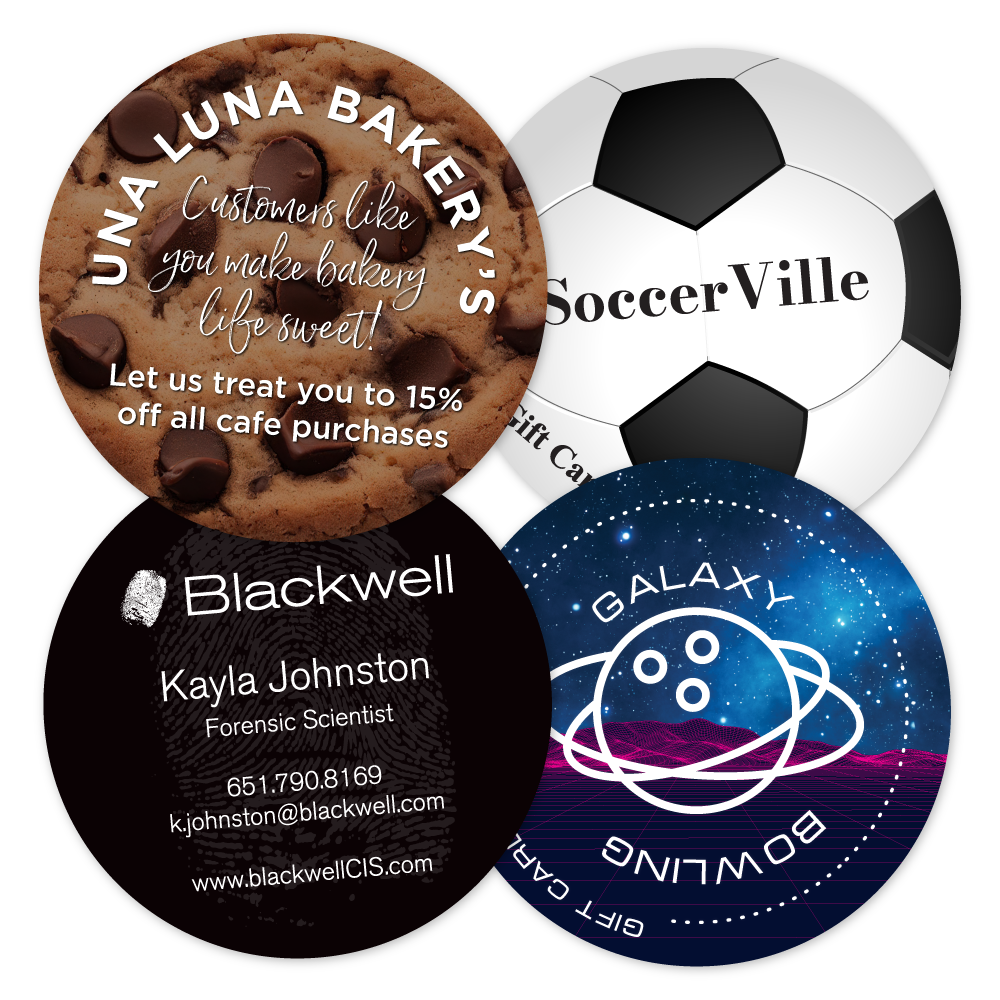 Custom Plastic 2.5" x 2.5" Circle Cards