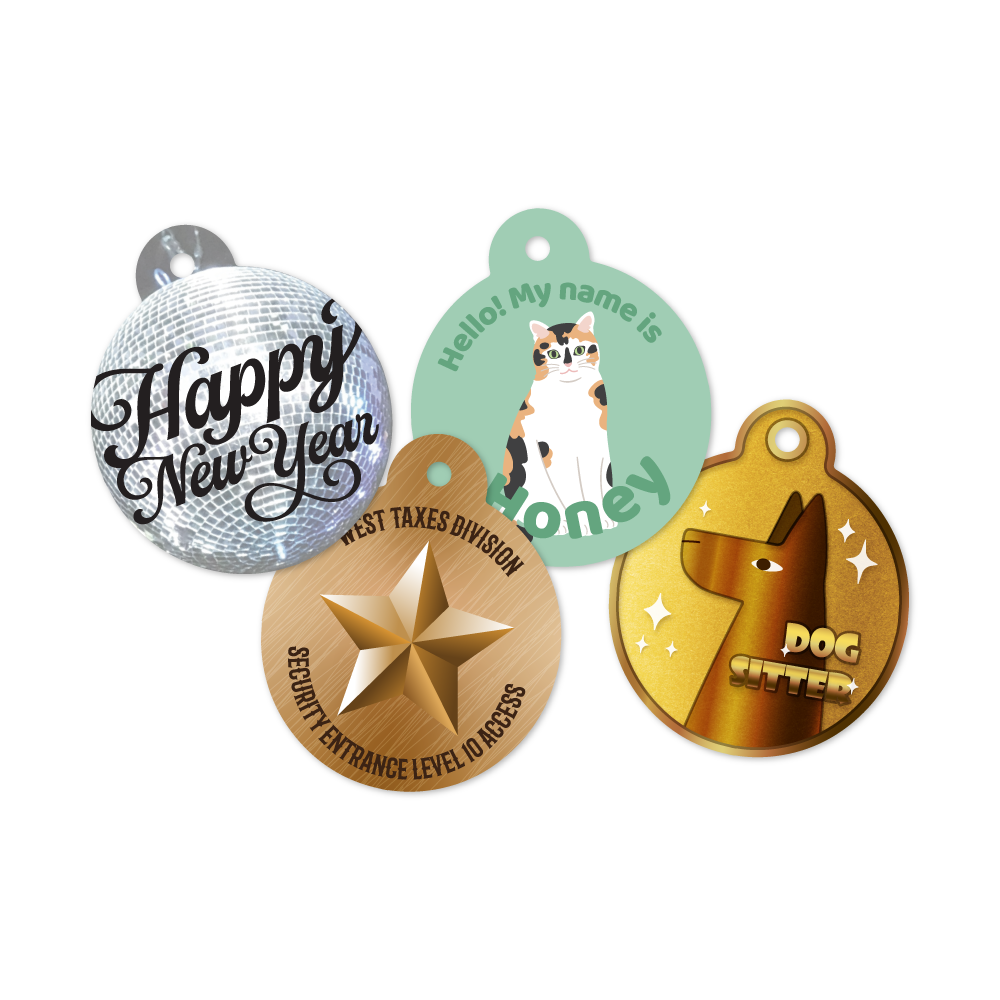 Custom Plastic 1.5" x 1.8" Ornament Shape Key Tags