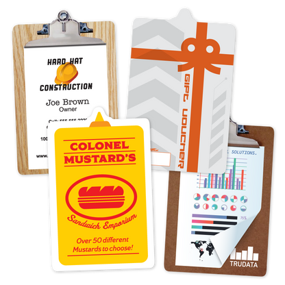 Custom Plastic 3.375" x 2.125" Clipboard Cards
