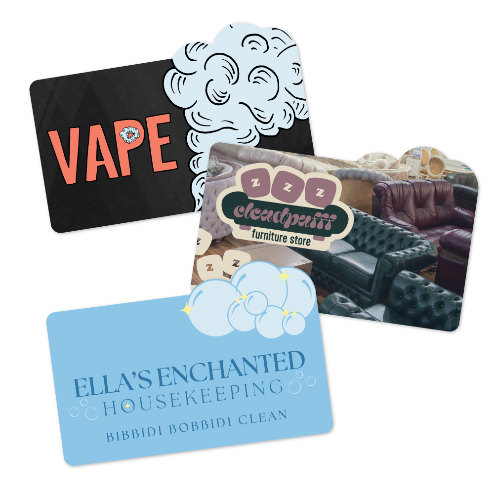 Custom Plastic 3.5" x 2.32" Cards with Cloud Corner