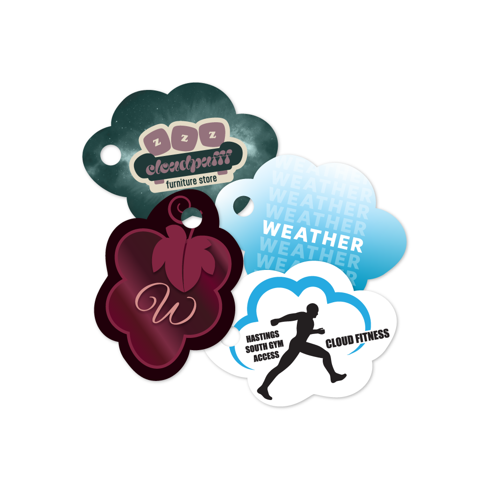 Custom Plastic 1.75" x 1.25" Cloud Shape Key Tags