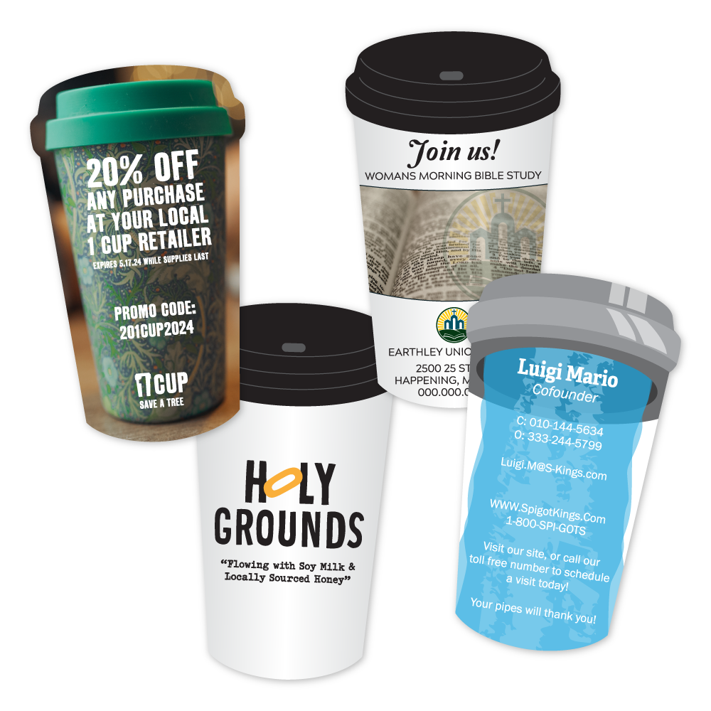 Custom Plastic 2" x 3.5" Coffee Cup Cards