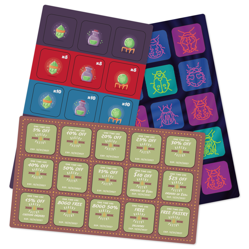 Custom Plastic Punch-Out Card - 15 1.625" x 1.625" Square Cards