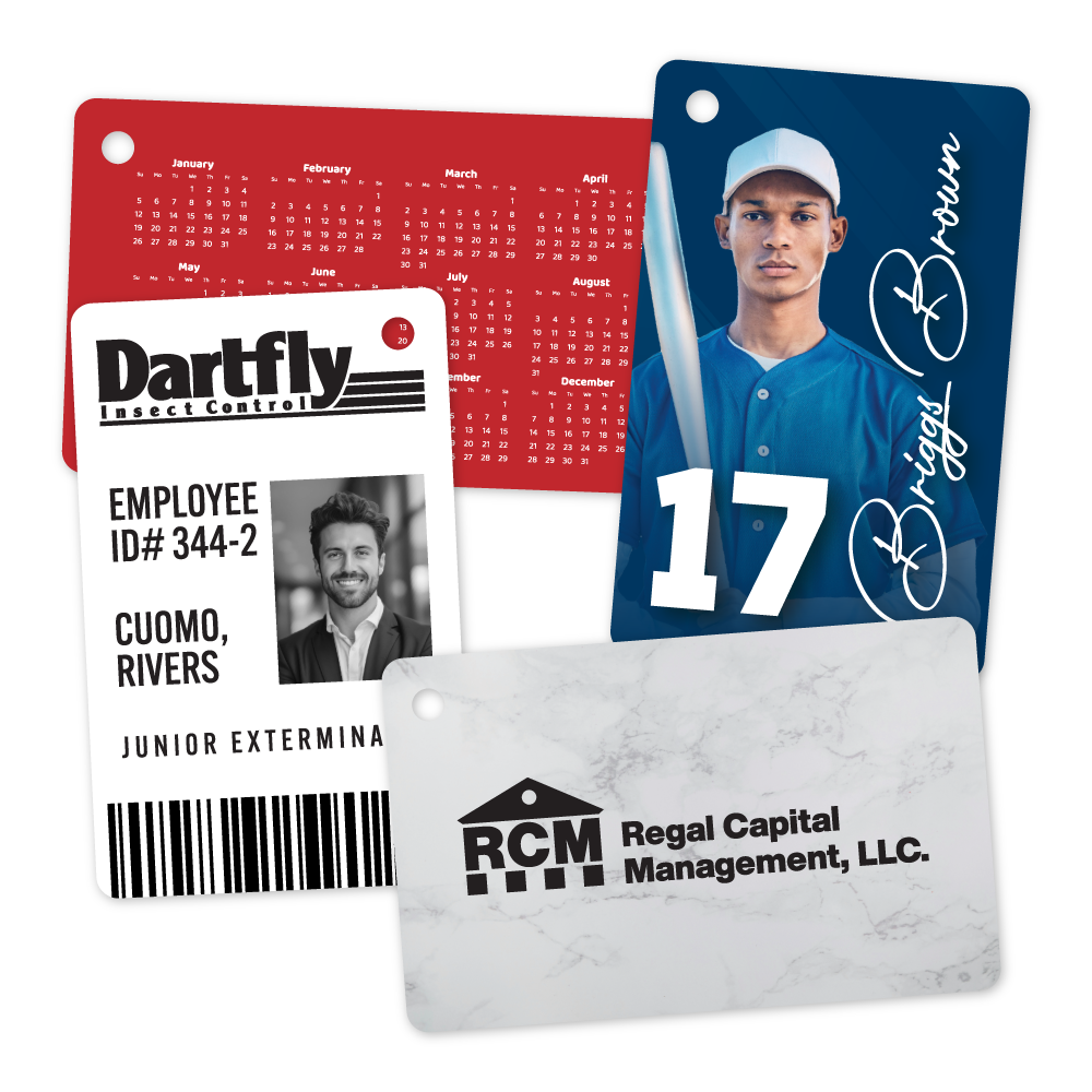 Custom Plastic 3.375" x 2.125" Cards with Corner Hole