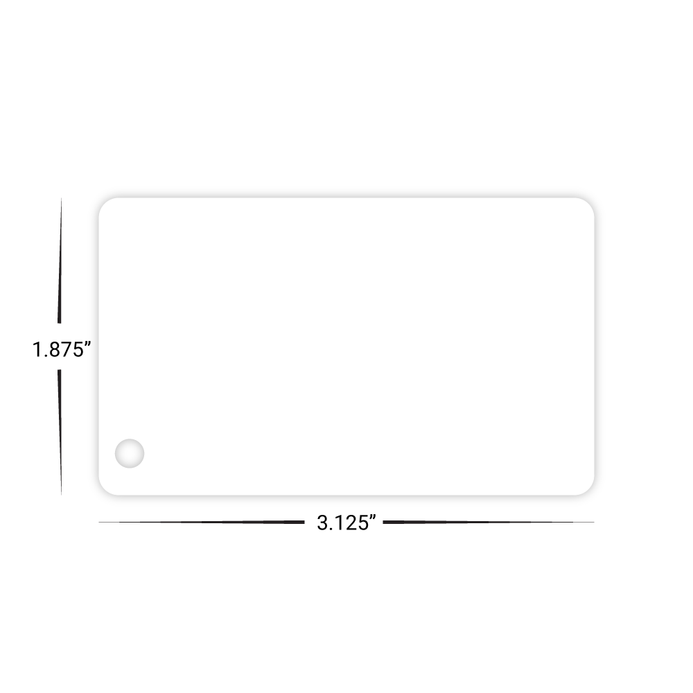 Custom Plastic 3.125" x 1.875" Corner Hole Tags