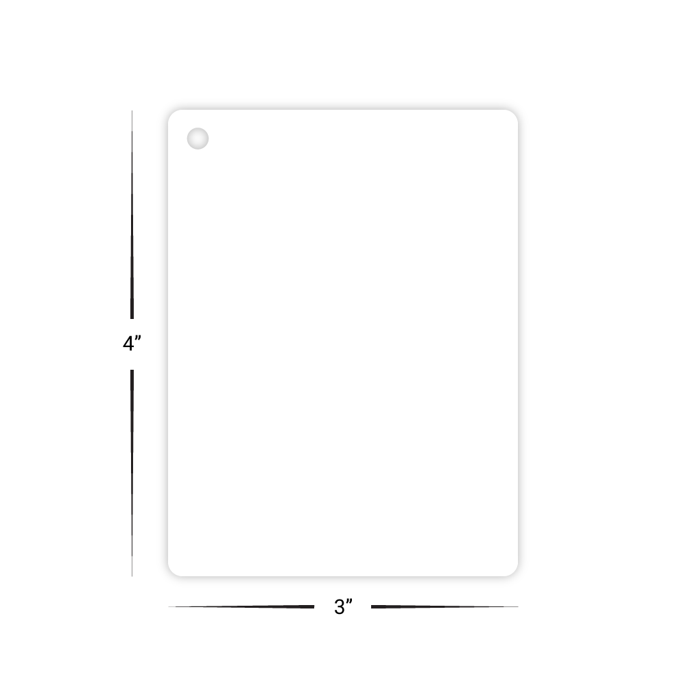 Custom Plastic 3" x 4" Rectangle with Corner Hole Tags