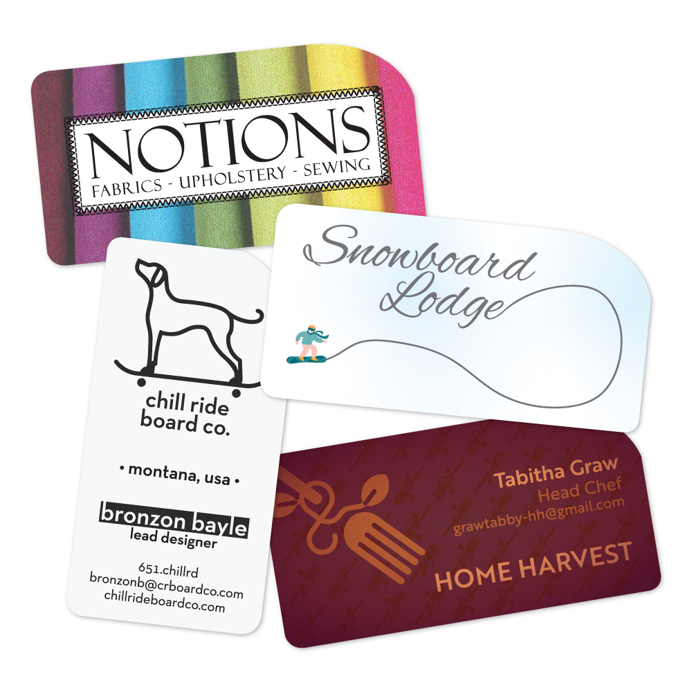 Custom Plastic 3.375" x 1.73" Curved Corner Cards