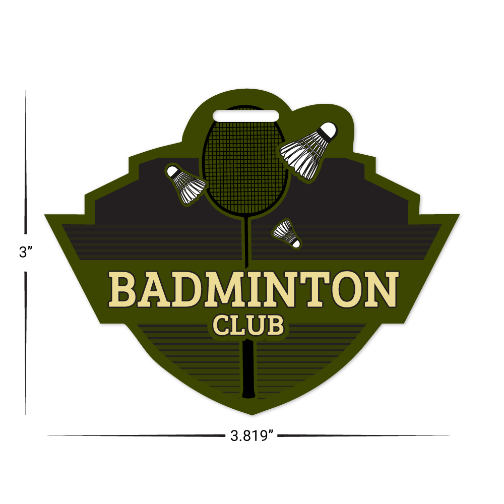 Custom Plastic 3.819" x 3" Shield & Banner Badges