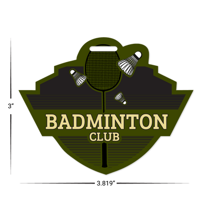 Custom Plastic 3.819" x 3" Shield & Banner Badges