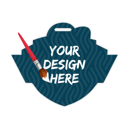 Custom Plastic 3.819" x 3" Shield & Banner Badges