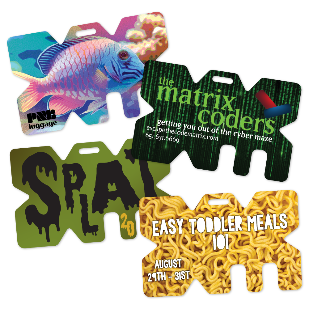 Custom Plastic 3.375" x 2.125" Unique Shape Luggage Tag