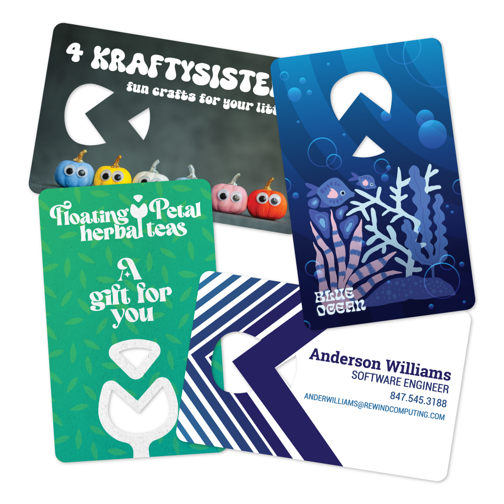 Custom Plastic 3.375" x 2.125" Cards with 2 Decorative Punch-Outs