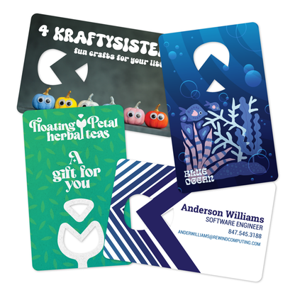Custom Plastic 3.375" x 2.125" Cards with 2 Decorative Punch-Outs