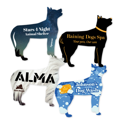 Custom Plastic 2.5" x 2.5" Dog Shape Cards