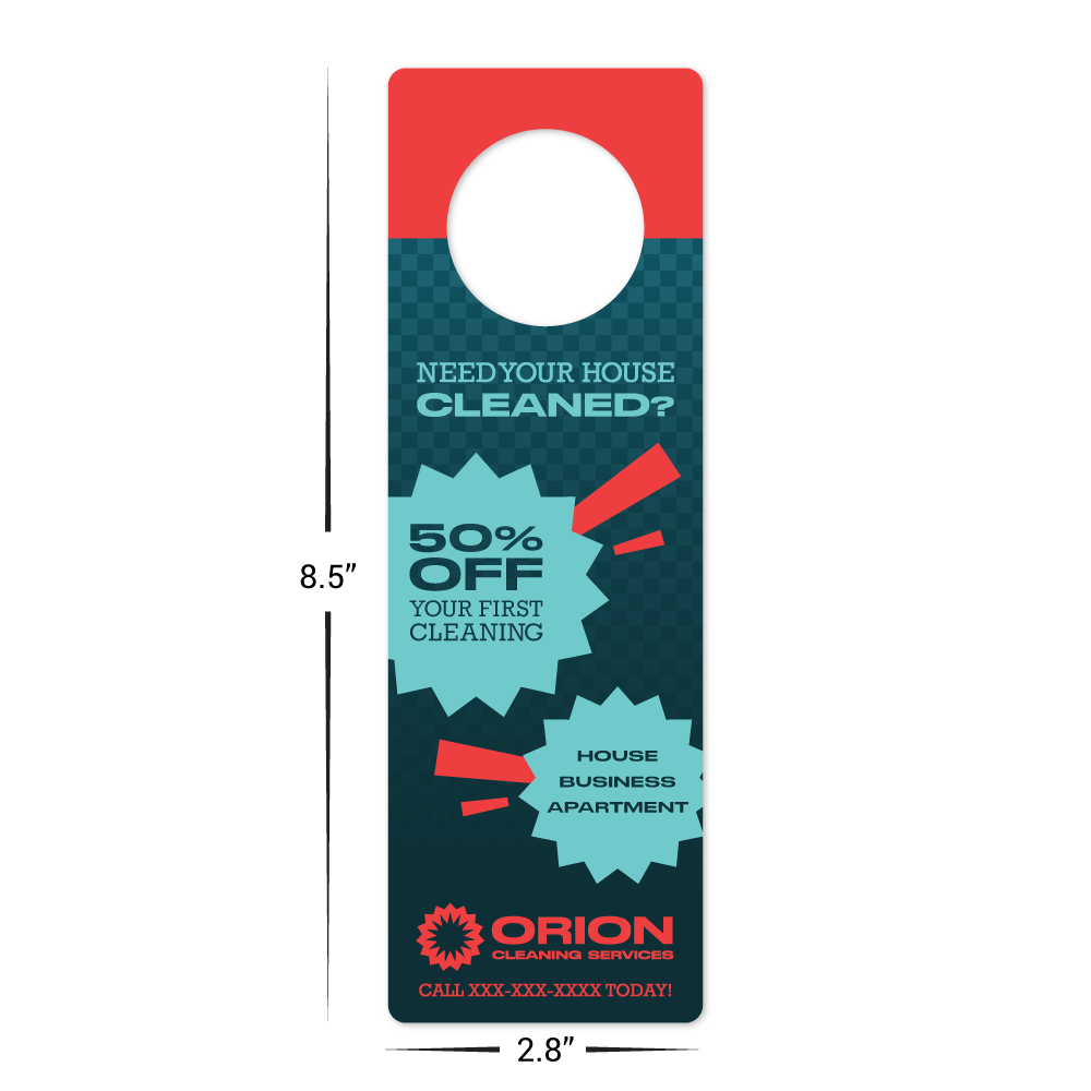 Custom Plastic 2.8" x 8.5" Door Hangers