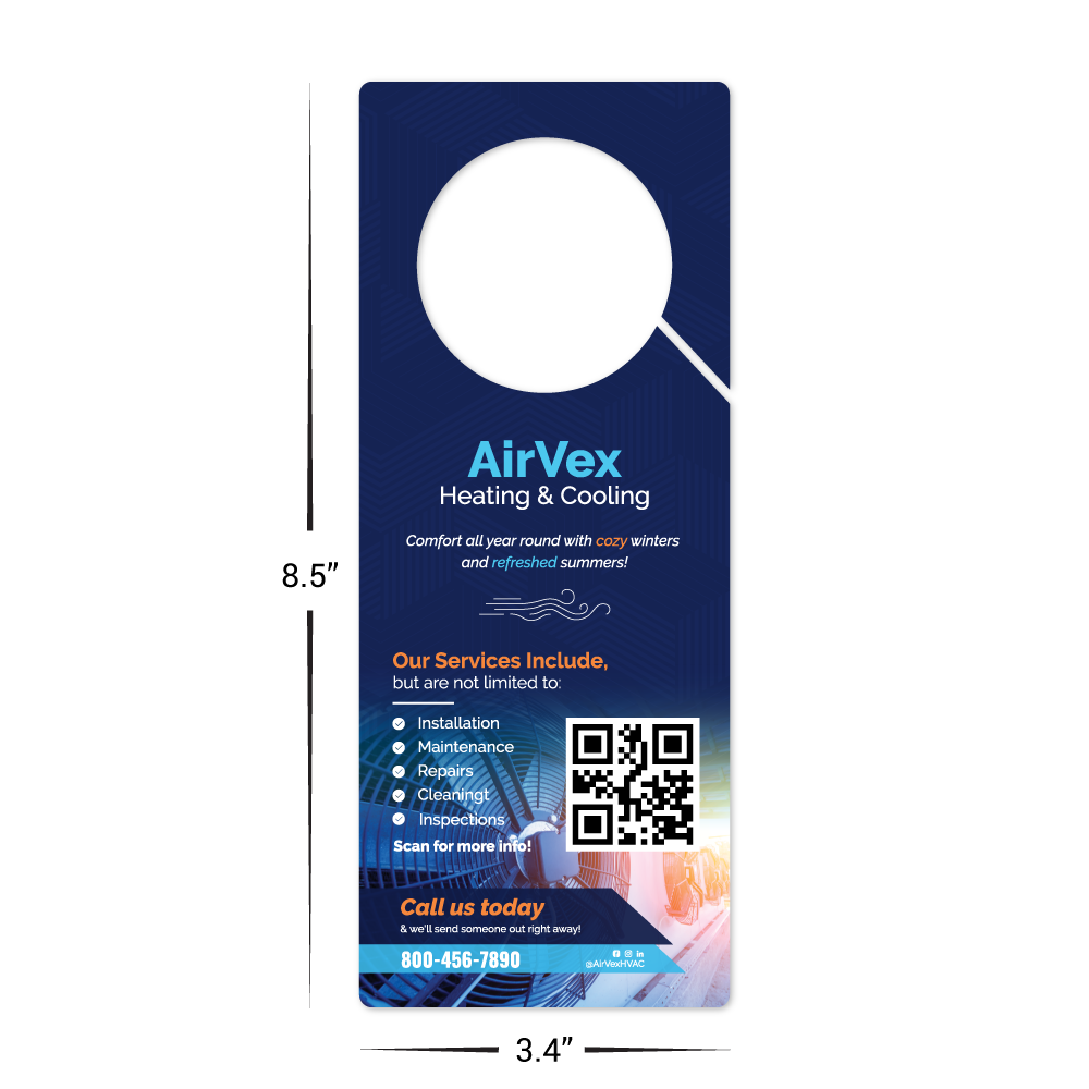 Custom Plastic 8.5" x 3.4" Door Hanger