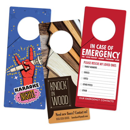 Custom Plastic 8.5" x 3.5" Door Hanger