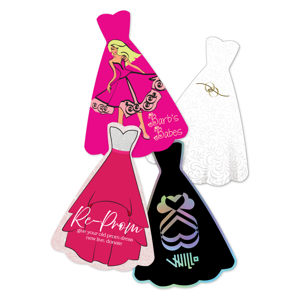 Custom Plastic 3.5" x 2.5" Wedding Dress Shape Cards