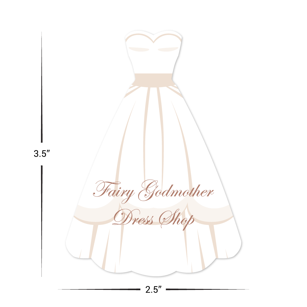 Custom Plastic 3.5" x 2.5" Wedding Dress Shape Cards