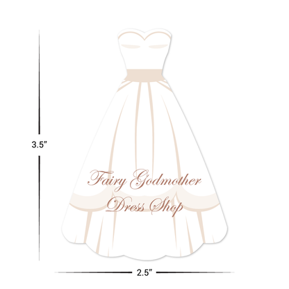 Custom Plastic 3.5" x 2.5" Wedding Dress Shape Cards
