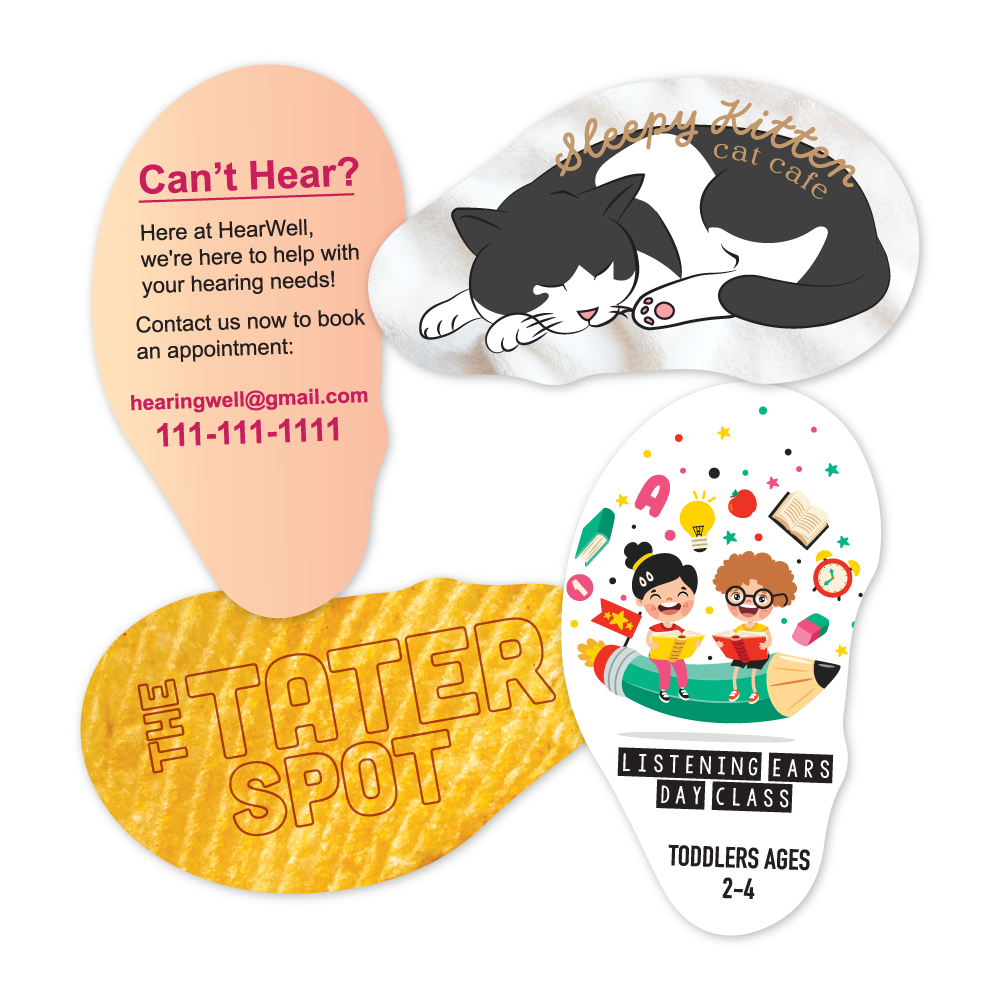 Custom Plastic 3.5" x 2" Ear Shape Cards