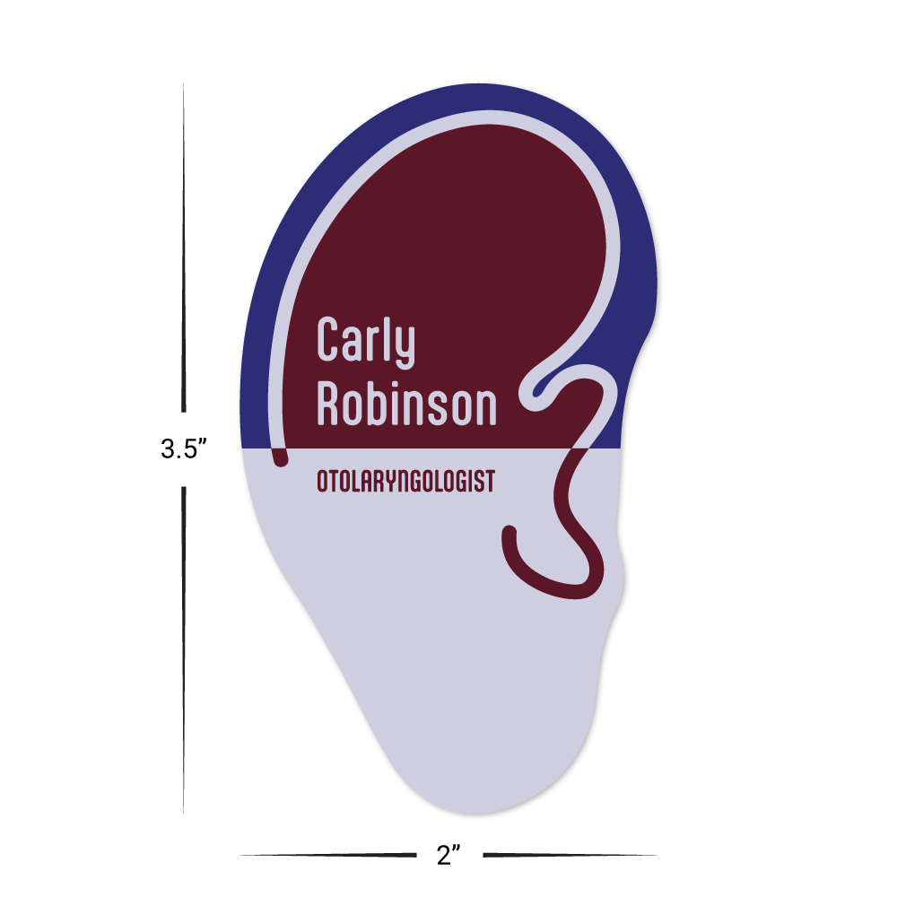 Custom Plastic 3.5" x 2" Ear Shape Cards