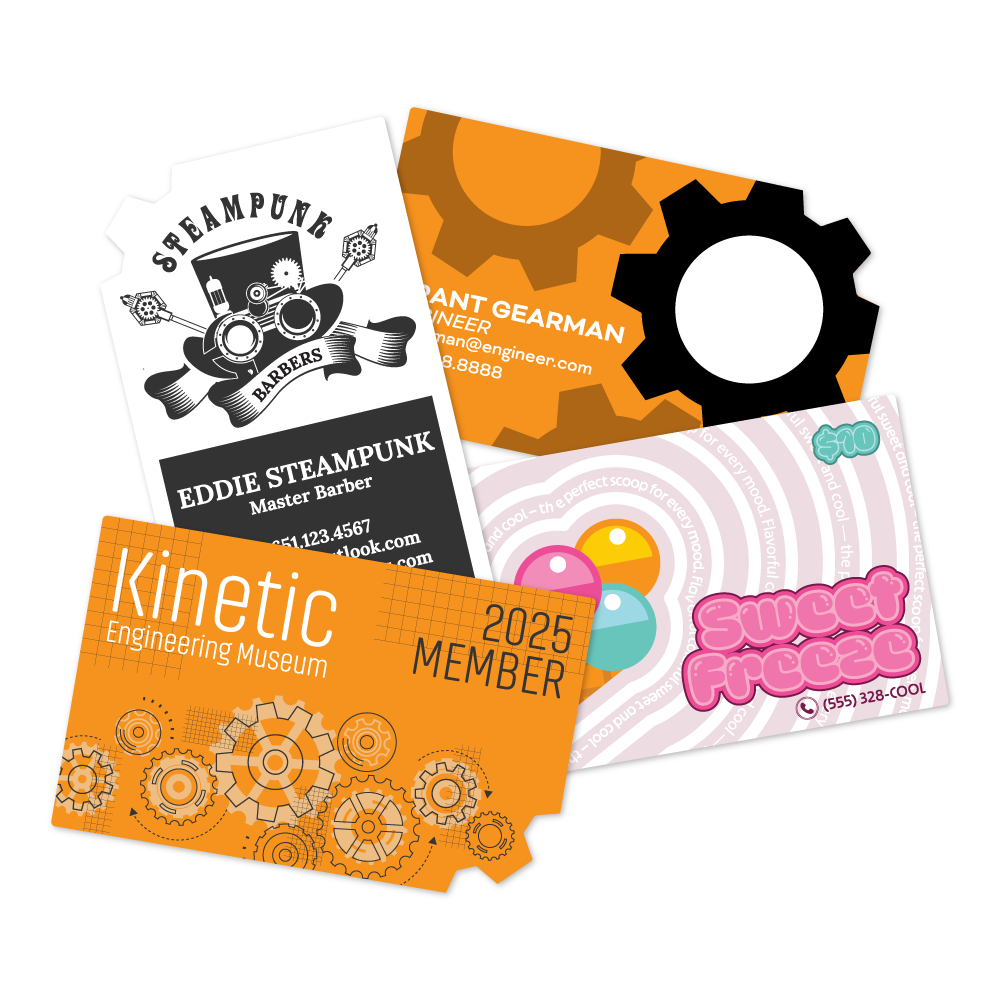 Custom Plastic 3.375" x 2.125" Gear Corner Cards