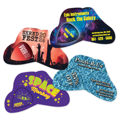 Custom Plastic 3.375" x 2" Punch-Out Guitar Pick Cards