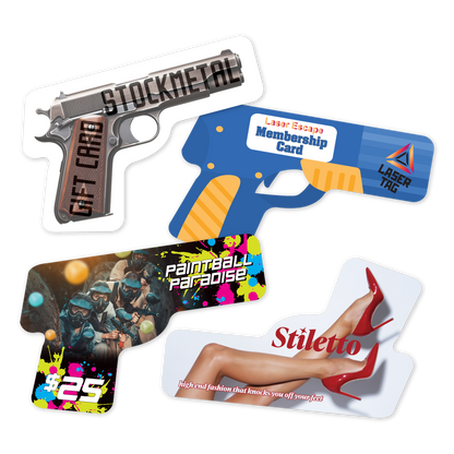 Custom Plastic 3.375" x 2.125" Pistol Cards