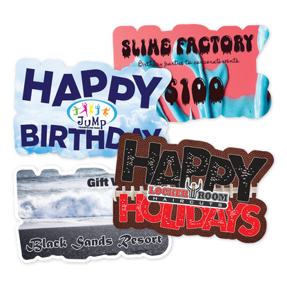 Custom Plastic 3.375" x 2.125" Happy Holidays Shape Cards