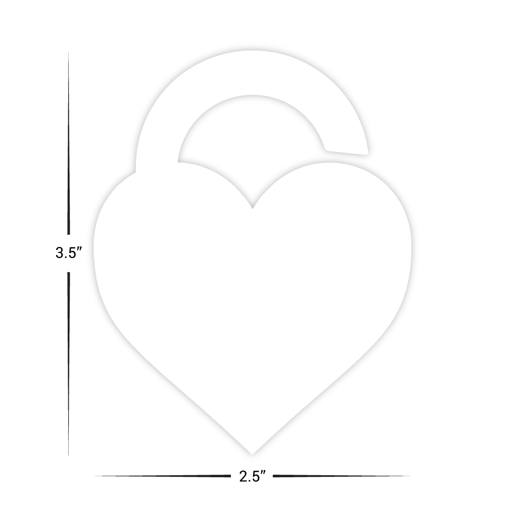 Custom Plastic 3.5" x 2.75" Heart Lock Shape Cards
