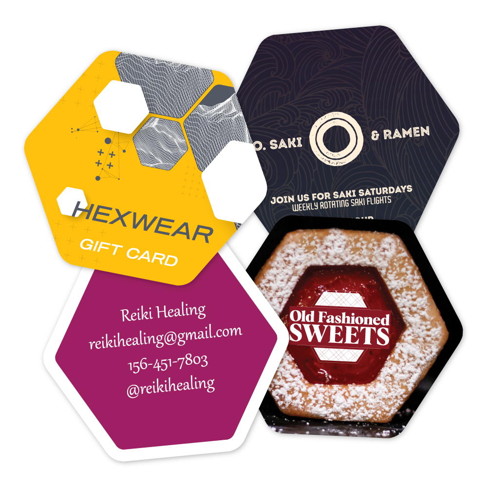 Custom Plastic 2.3" x 2.6" Hexagon Cards