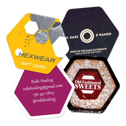 Custom Plastic 2.3" x 2.6" Hexagon Cards