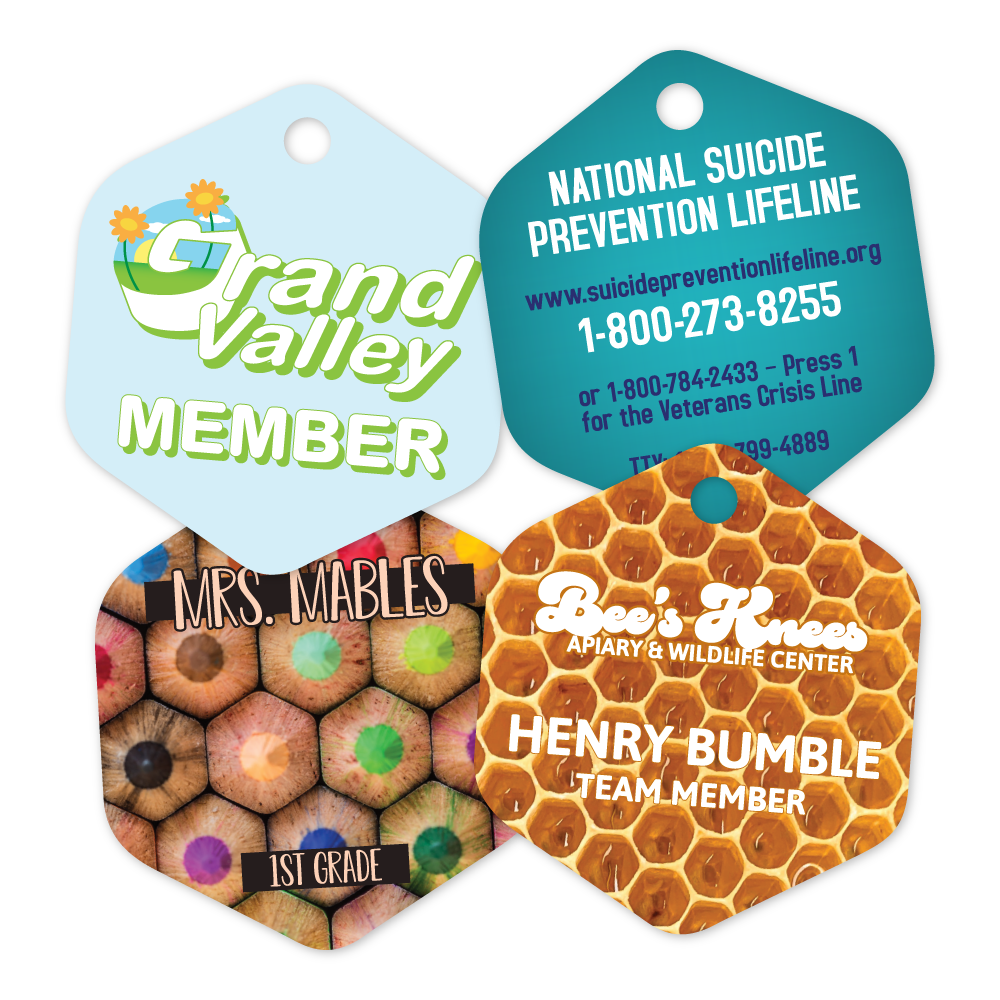 Custom Plastic 2.3" x 2.6" Hexagon Key Tags
